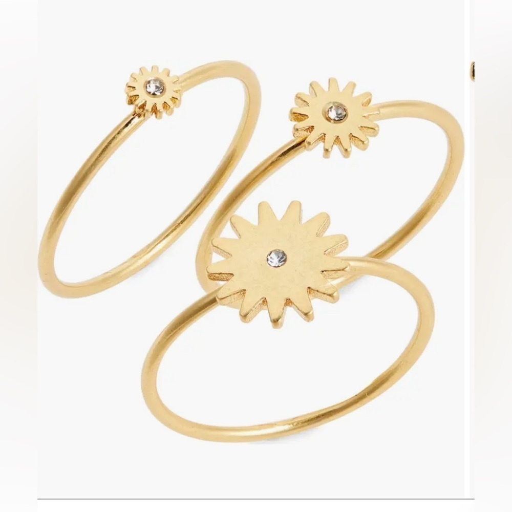 Madewell Gold Floral Ring Trio sizes 7 and 8
